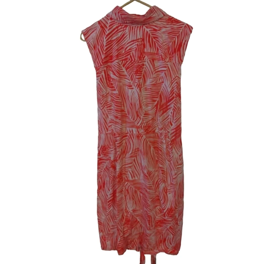 Talbot's Tropical Shirt Dress Tie Belted Front Collar Pockets Beachy Resort 18 - Picture 6 of 9